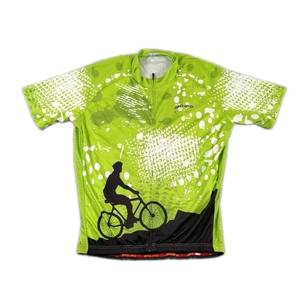 Jpojpo Cycling Jersey  Full Zip Voolmax Mens XXXL Lime Green Graphic Print